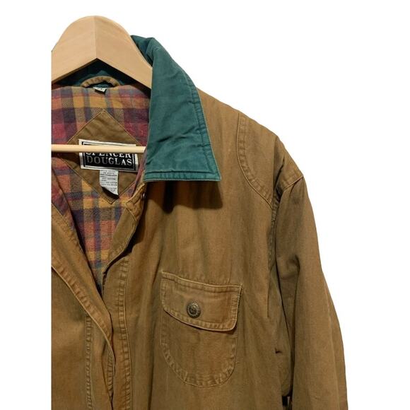 Vintage Spencer Douglas barn chore coat tan canvas with flannel lining size 2xl - Picture 3 of 12